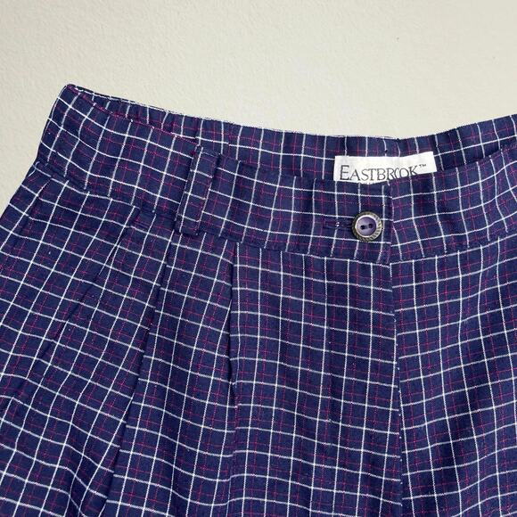 Vintage dark blue plaid golf shorts women's, Eastbrook size 6 preppy sporty - Picture 3 of 10